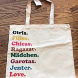 J. Crew Bags | Jcrew X Girls Inc. Canvas Tote Bag | Color: Cream/Pink | Size: See Description