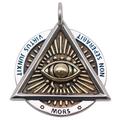 Retro Vintage 925 Sterling Silver Illuminati Freemason Masonic All Seeing Eye Pendant Two Tone Eye of Providence Pendant for Men Women,Motto