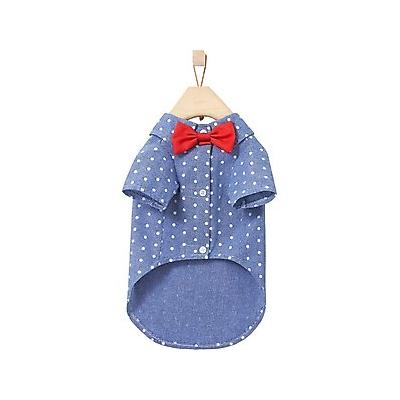 Frisco Polka Dot Chambray Dog & Cat Button Up Shirt, Large