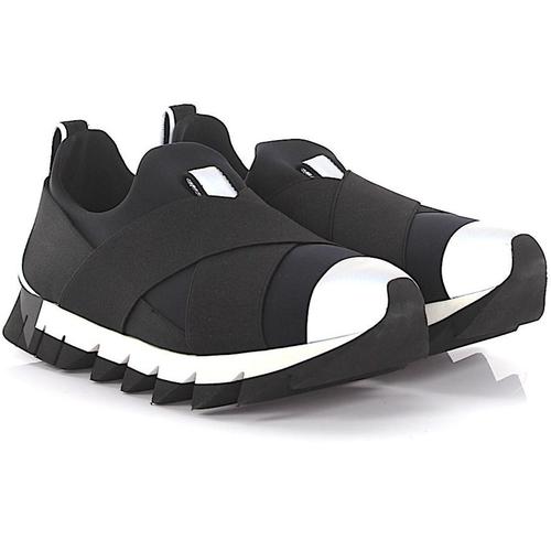 Dolce & Gabbana Schuhe Sneakers Stoff Stretchband schwarz grau