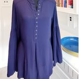 Free People Tops | Free People- Easy Girl Bell Sleeve Knit Blouse | Color: Blue | Size: Sp