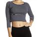 J. Crew Tops | J Crew 3/4 Sleeve Crop Top Striped Navy Blue White | Color: Blue/White | Size: M