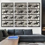 ARTCANVAS A Horse Trotting 1887 by Eadweard Muybridge - 3 Piece Wrapped Canvas Drawing Print Set Canvas, in Black/Gray | Wayfair MUYBRI2-3L-90x60