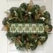 The Holiday Aisle® St Patrick's Day Wreath w/ Lucky Spelled in Shamrocks Burlap/Deco Mesh, Wood in Green/White | 24 H x 24 W x 6 D in | Wayfair