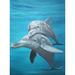 Longshore Tides Mother Dolphin by Amy Valiante - Painting Print Canvas in Blue/Gray | 12 H x 9 W x 1.5 D in | Wayfair