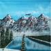 Loon Peak® Snowy Peaks by Amy Valiante - Painting Print Canvas in Blue/Gray/Green | 18 H x 18 W x 1.5 D in | Wayfair
