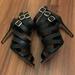 Jessica Simpson Shoes | Jessica Simpson Romey Leather High Heel Sandals 9 | Color: Black/Silver | Size: 9