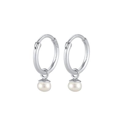 Elli PREMIUM Ohrringe Modische Creolen Süßwasserzuchtperle 925 Silber silberfarben Damen Image