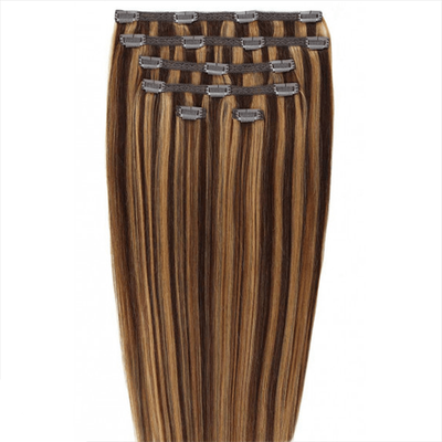 Gold24 Clip-in Extensions #4 Braun - 60 cm #4/27 Braun/Blond Mix Image