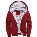 LBL Men's Pullover Winter Workout Fleece Hoodie Jackets Full Zip Wool Warm Thick Coats（Red XL