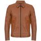 Men's Smart Classic Tan Leather Harrington Biker Jacket 4XL