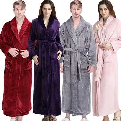 Robe de bain Extra longue en flanelle pour femmes et hommes thermique luxe Sexy en fourrure à