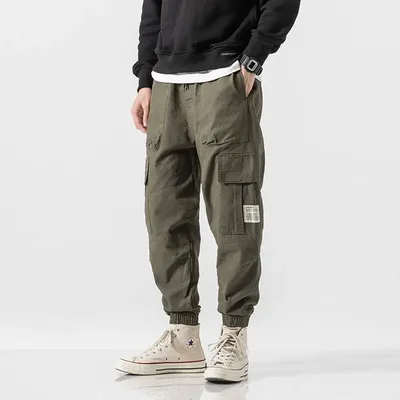 Pantalon cargo pour homme streetwear hip hop jogging décontracté harem longueur de rinçage