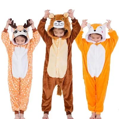 Pyjama de renard Kigurumi pour enfants style bouton de glouton mignon animal drôle imbibé cadeau