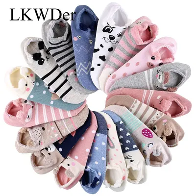 5 paires de chaussettes en coton pour femmes chaussettes en trois dimensions bouche peu profonde