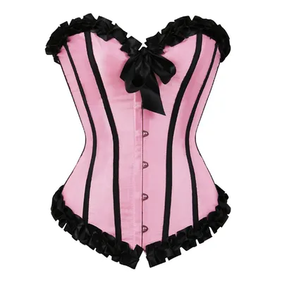 Corset sexy à rayures pour femmes haut de lingerie gothique corset rose bustier en brocart