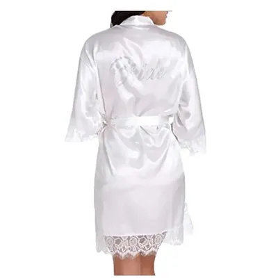 Robes de Demoiselle d'Honneur en Satin Faux InjWedding Peignoir Kimono Blanc pour Patients