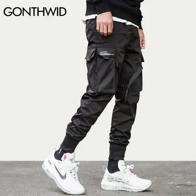 GONTHWID-Pantalon de jogging multi-poches pour homme streetwear hip hop cargo décontracté jogging