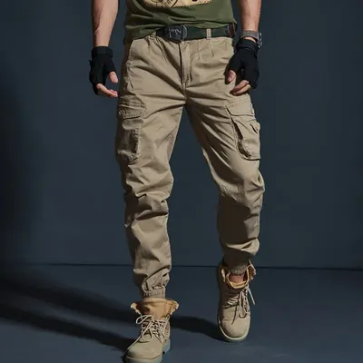 Pantalon cargo multi-poches pour hommes pantalon décontracté vêtements de l'armée noirs vêtements