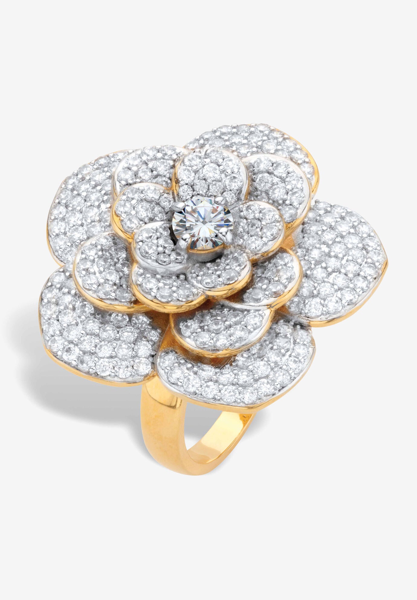 Women's Yellow Gold-Plated Round Rose Ring by PalmBeach Jewelry in Gold (Size 9)