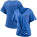 "Women's Fanatics Branded Royal Chicago Cubs Sport Resort Script Washed Tie Front V-Neck T-Shirt"