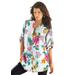 Plus Size Women's English Floral Big Shirt by Roaman's in White Hibiscus Floral (Size 18 W) Button Down Tunic Shirt Blouse