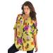 Plus Size Women's English Floral Big Shirt by Roaman's in Lemon Hibiscus Floral (Size 38 W) Button Down Tunic Shirt Blouse