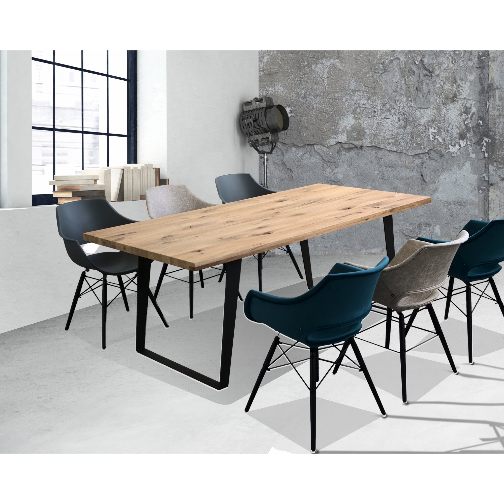 Massivholz »U-Loft« Wildeiche Esstisch 200x100 cm / weiß