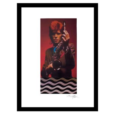 David Bowie Saxophone - Red / Brown - 14x18 Framed Print by Venice Beach Collections Inc in Red Brown