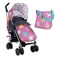 Cosatto Supa 2 Pushchair - Lightweight Stroller from Birth to 25kg, Compact Fold, Footmuff & Changing Bag - Happy Hush Star