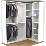 Latitude Run® Crissey 114.5" W Closet System Walk-In Sets Manufactured Wood in Brown/White | 93 H x 114.5 W x 14 D in | Wayfair