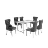 Rosdorf Park Edel 7 Piece Dining Set Plastic/Acrylic/Glass/Upholstered/Metal | 30.2 H in | Wayfair 778395E33F1146FAAB80B6C815F32936