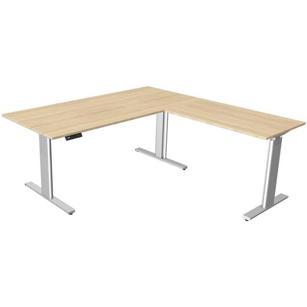 Kerkmann Höhenverstellbarer Winkelschreibtisch (elektrisch) »Move 3« 180 cm T-Fuß 90°-Win braun, 180x120x80 cm