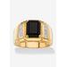 Men's Big & Tall Men's 18K Yellow Gold-plated Genuine Diamond and Black Onyx Ring by PalmBeach Jewelry in Diamond Onyx (Size 15)