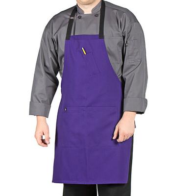 Uncommon Chef 3128 Grape Customizable Poly-Cotton Surge Bib Apron with Black Webbing and 3 Pockets - 34" x 23"