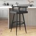 Wade Logan® Roddy Swivel Counter & Bar Stool Upholstered/Leather/Metal/Faux leather in Black, Size 37.0 H x 21.0 D in | Wayfair