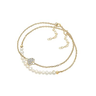 Elli - Herz Layer Kristalle Cute 925 Silber Armbänder & Armreife 1 ct Damen