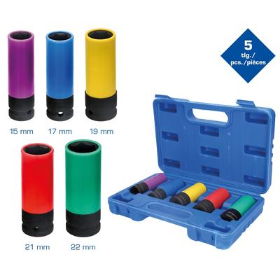 Brilliant Tools 1/2' Alu-Felgen-Kraft-Stecknuss-Satz, 5-tlg Felgen-Demontagewerkzeug,Kraft-Stecknuss-Satz BT691010 Image