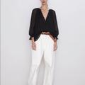 Zara Tops | Bnwot Zara Semi-Transparent Dot Blouse | Color: Black/White | Size: Various