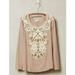Anthropologie Tops | Anthro Meadow Rue Beige Embroidered Sweater Top | Color: Tan/White | Size: S