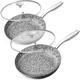 MICHELANGELO 20cm & 26cm Frying Pan with Lid, Frying Pan Set with Stone-Derived Coating, Non Stick Frying Pan Induction, Granite Frying Pan, Oven Safe