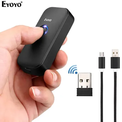 Eyoyo EY-009 Mini 1D/OJ QR Scanner de codes-barres 2.4G Sans fil et Bluetooth Lecteur de