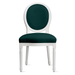 Camille Dining Chair - High Gloss White - Plush Velvet Evergreen