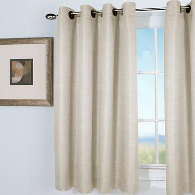 Grasscloth Short Grommet Curtain Panel, 54 x 45, Parchment