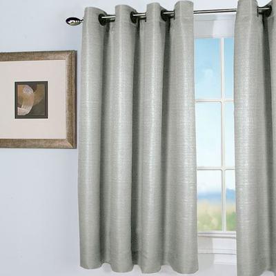 Grasscloth Short Grommet Curtain Panel, 54 x 45, Dark Gray