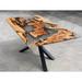 Dzineelements Epoxy 35.43" Sled Dining Table Wood/Metal in Black/Brown/Gray | 31.49 H x 70.86 W x 35.43 D in | Wayfair TFDT04