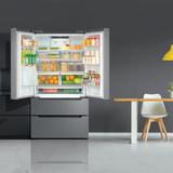Cosmo 4 Piece Kitchen Package w/ French Door Refrigerator & 36" Freestanding Dual Fuel Range in Black/Gray/White | Wayfair COS-4PKG-074