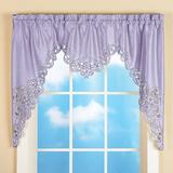 Ophelia & Co. Britton Solid Color Silk Swag Window Valance Silk in White/Indigo/Brown | 38 W x 2 D in | Wayfair 0A310801956E40D6A1E779B4C476BC68