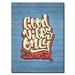 Trinx Good Vibes Only - Textual Art Print on Canvas Canvas, Latex in Blue/Red/White | 12 H x 9 W x 1.5 D in | Wayfair