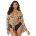 Plus Size Women's Cover Up Crop Top by Swimsuits For All in Cheetah (Size 10/12)